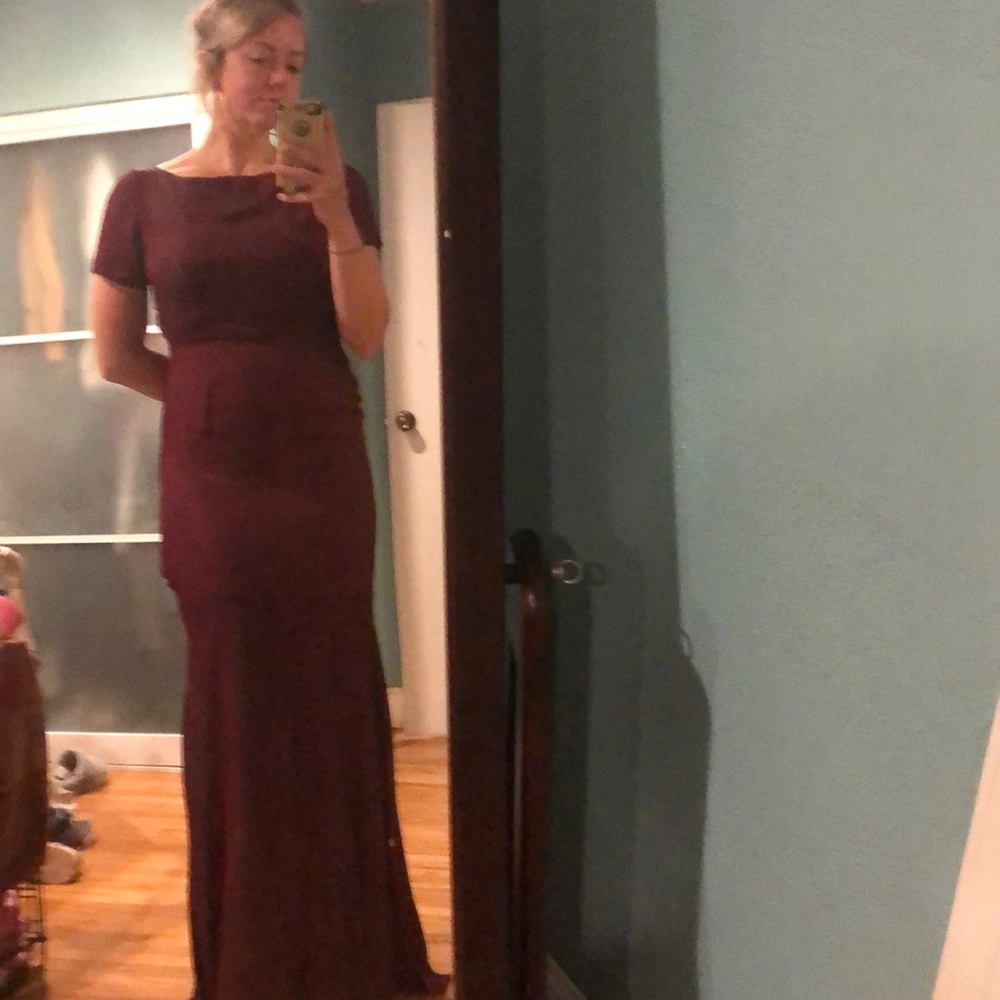 ASOS floor length backless burgundy dress